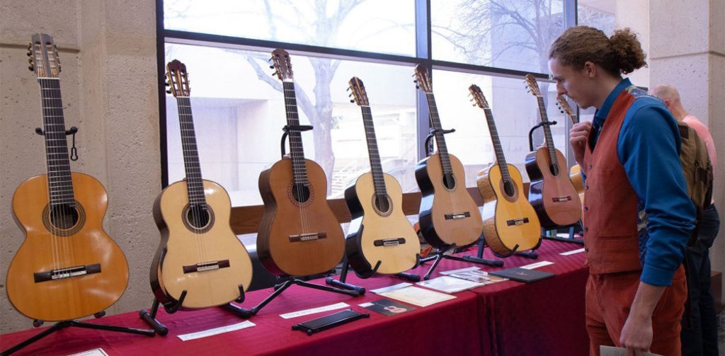guitars on display
