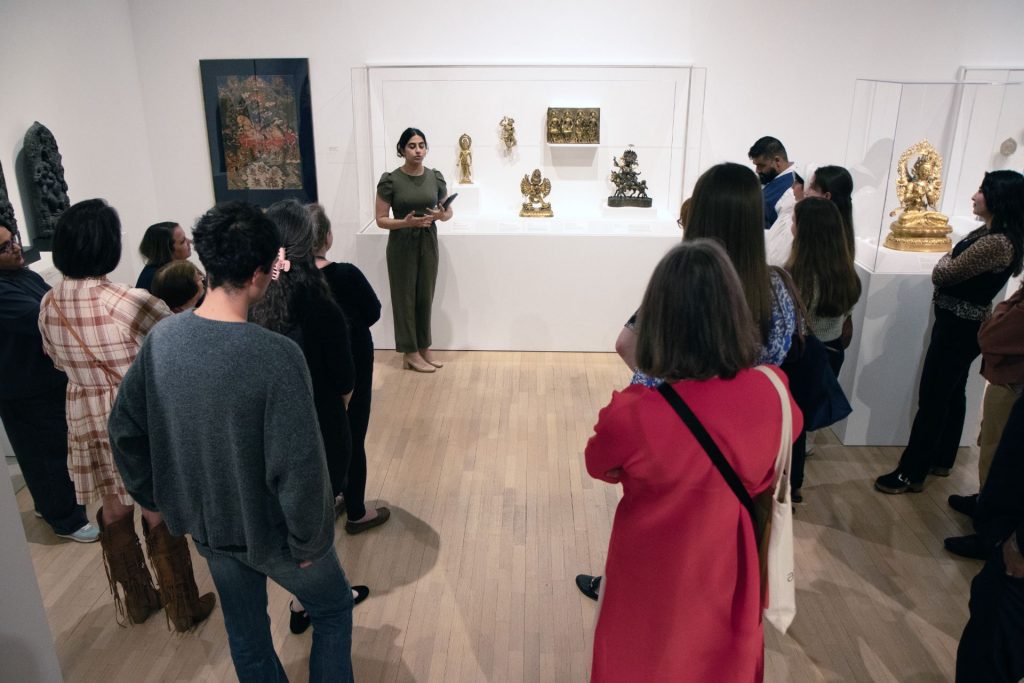 Nida Jaffer talking about Vajravarahi, a gilt bronze sculpture with semiprecious stones and traces of pigment, sculpted in Tibet in the 18th century. It is located in the David T. Owsley Galleries of South Asian Art on the third floor of the museum.
