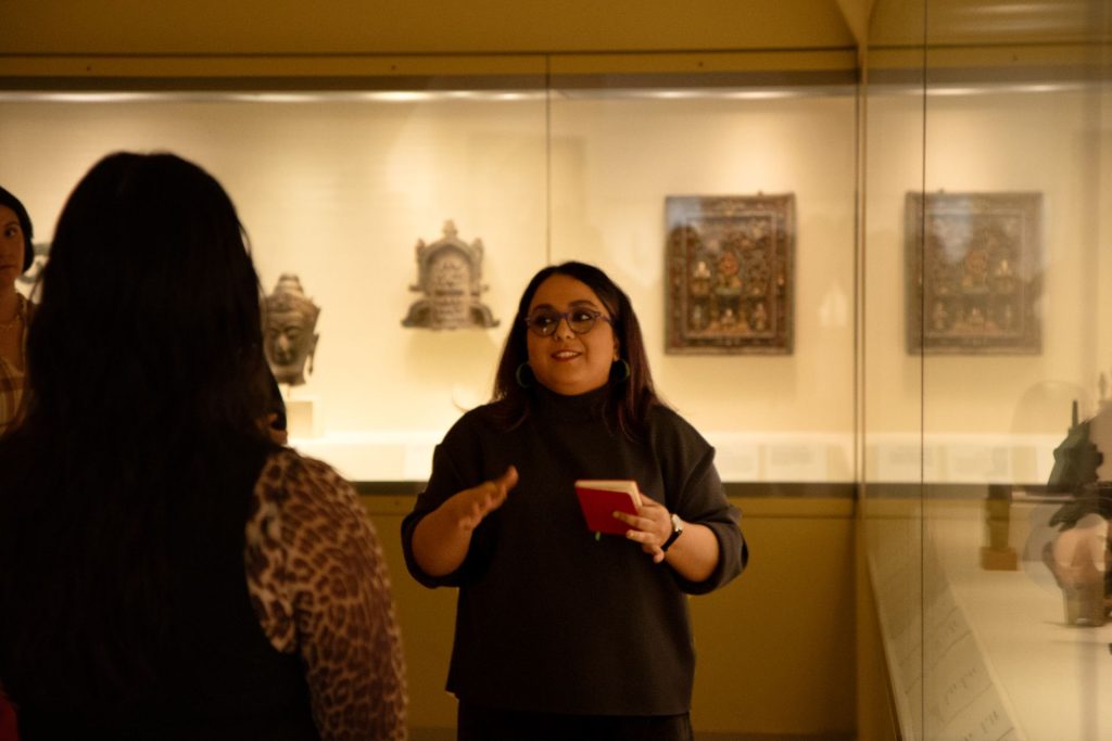 Golsa Eghbali discussed an Achaemenian handle of a vessel shaped like an Ibex, a piece from Iran from the 6th-5th century B.C., located in the Silk Road gallery on the museum’s third floor.