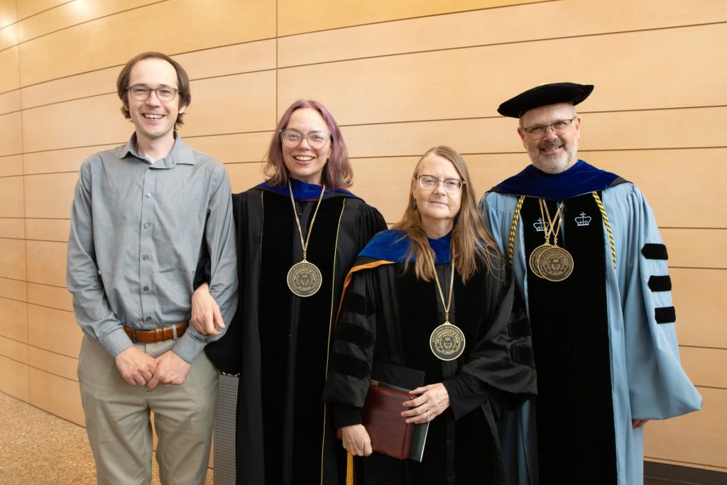 The Bass School's invested scholars - Dr. Hanno Berger, Dr. Erika Doss, and Dr. Charissa N. Terranova - captured alongside Dr. Nils Roemer, Dean of the Bass School faculty.